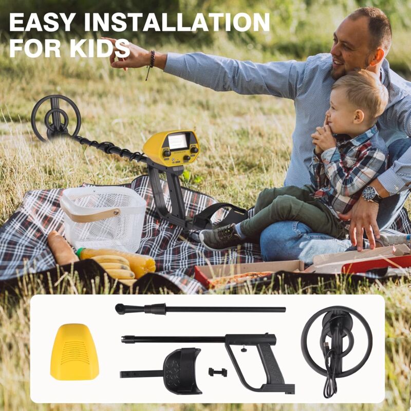 Metal Detector Impermeabile - Bobina 25cm - Profondità 20cm - Regolabile 78-108cm - Per Oro E Metalli - Foto 2