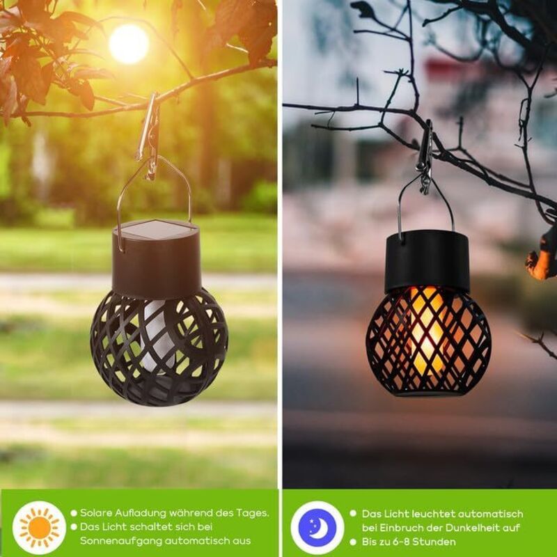 Lanterna solare da appendere per esterni, lanterna a LED vintage in metallo con calda lampadina Edison, decorazione paesaggistica impermeabile, lanterna solare da giardino per giardino cortile patio