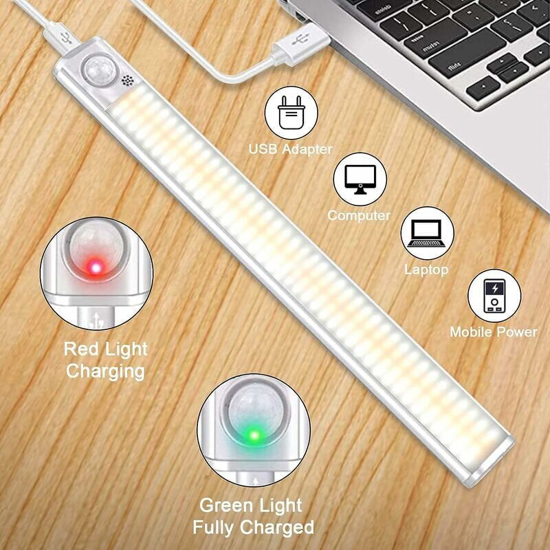 Luce Sottopensile Cucina Led Luce LED Con Sensore Di Movimento Wireless - Striscia Ricaricabile USB Per Armadio, Bagno, Camera, Interna/esterna Applique Led Orientabile