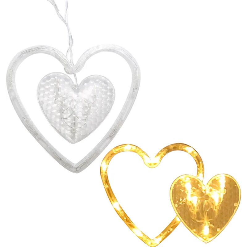 Ghirlanda Luminosa A Forma Di Cuore Wankd Con 35 LED Bianco Caldo - Filo Di Ferro, A Batteria, Per Interni/esterni - Decorazione Romantica