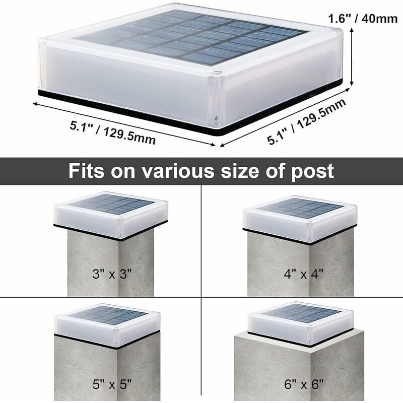 Lampada Solare Per Pali In Legno - Bianco Caldo, IP65, Adattabile Da 7x7 A 10x10 Cm - Protezione E Illuminazione Per Recinzioni - 4