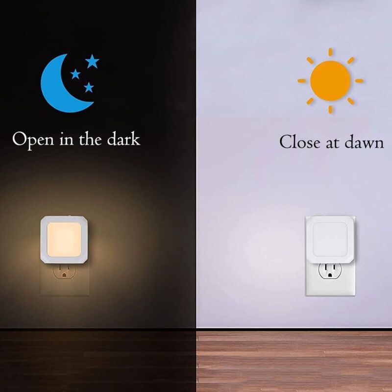 VS Lampada LED Notturna Con Sensore Di Luce - Salvaspazio Per Camera Letto E Bambini, Interruttore Automatico