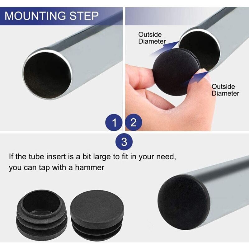 30 Tappi Terminali Per Tubi 25x25mm - In Plastica, Per Gambe Sedia, Mobili O Recinzioni - Nero