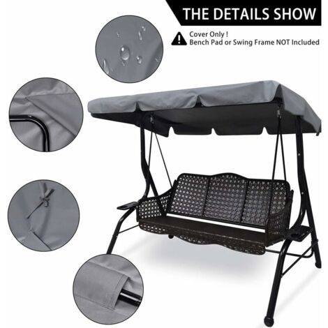 Copertura Per Dondolo Da Giardino QUICK STAR - 200x145cm, Marrone-Grigio, Impermeabile UV50 | Ricambio Universale - Foto 3