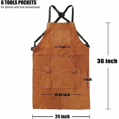 Grembiule In Pelle "CLAUS" - Pelle Bovina Spaccata - 60x70 Cm Naturale  7712903 14430 - Foto 2