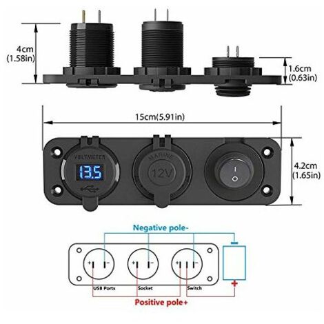 12 V 120 W presa accendisigari presa presa presa accendisigari femmina adattatore splitter impermeabile DC 12 V-24 V per moto nautica auto barca trattore tosaerba