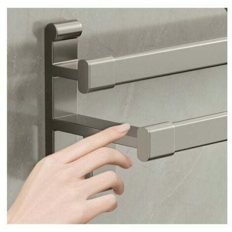 Portasciugamani Autoadesivo Da Parete - Doppia Barra Per Bagno E Cucina - Installazione Facile Senza Fori - Foto 6