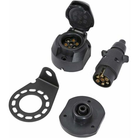 Feuunly Spina Presa 7 Poli Rimorchio, Spina 7 Poli E Presa 7 Poli Rimorchio 12V Connettori Impermeabile Guarnizione in Gomma Kit, con Tubo Termoretraibile E Detrazione Filo Rame(Fine della Vite