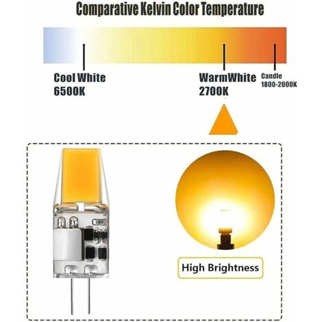 WANGPEI Lampadina LED G4 5W equivalente 50W alogena 500LM bianco freddo 6500K non dimmerabile LED a capsula lampadina 360° angolo di fascio G4 a risparmio energetico (confezione da 10