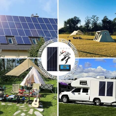 Kit pannello solare impermeabile IP67 da 100 W con controller CC 12 V/24 V 20 A - Pannello