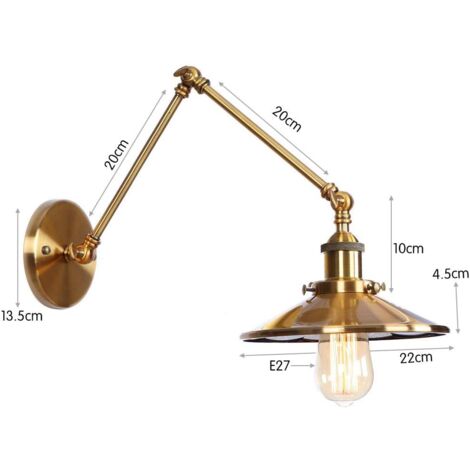 YSGUYILT 2 Pezzi Lampada da Parete Interno Vintage Industriale LED Applique Parete 180° Girevole Retro Applique da Parete in Metallo E27 per Soggiorno Camera da Letto Scala Corridoio-Nero
