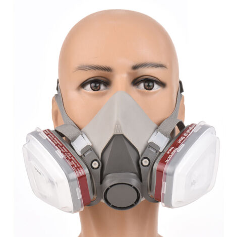 Maschera Antipolvere Integrale Riutilizzabile Con Doppio Filtro, Kit Di Protezione Per Verniciatura, Levigatura E Saldatura, Include 22 Filtri E Tappi Orecchie - 5