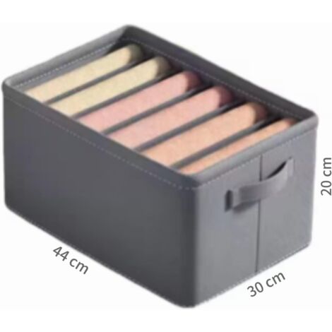 Organizer Per Jeans E Vestiti MORELX – Confezione Da 2, 5 Scomparti Larghi 7,5cm. In Tessuto Oxford Rigido Con Inserti In PP. Ideale Per Cassetti E Armadi. Dimensioni: 36x30x20 Cm.