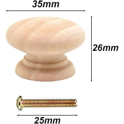 DOITOOL 4 Manopole In Legno Di Faggio Per Coperchi Di Pentole E Casseruole – Diametro 3,7 Cm – Sostituzione Universale Antiscottatura - 3