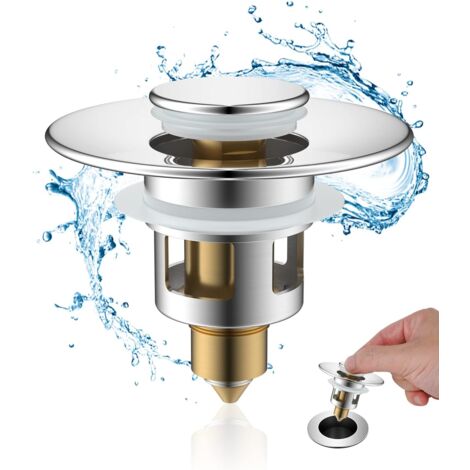 Tappo Di Scarico Per Lavandino Dorato - Senza Troppopieno, Design A Scomparsa, Per Bagno O Cucina