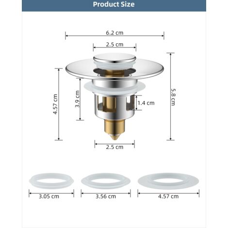 2 pezzi Tappo di scarico universale per lavabo a scomparsa, tappo di scarico universale per lavabo a scomparsa da 34-40 mm con filtro anti- intasamento | Leroy Merlin