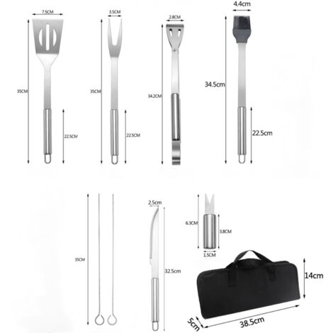 11 Pezzi Set di Attrezzi da Barbecue, Accessori Barbecue Professionali in Acciaio Inox di Alta Qualità, Kit Barbecue Portatile con Custodia, Regali per Papà e Uomini Campeggio