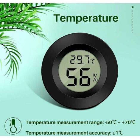 Igrometro Mini, termometro igrometro 2in1, 6 pezzi mini termometro digitale LCD misuratore di umidità interna, misuratore di umidità esterna misuratore di temperatura per serra cantina, rotondo nero