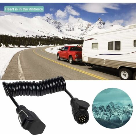 Keenso Cavo Prolunga Per Rimorchio 7 Pin: Spirale 2 Metri, Standard Europeo, Connettore In Metallo Per Auto, Camper E Roulotte, 12V - 2