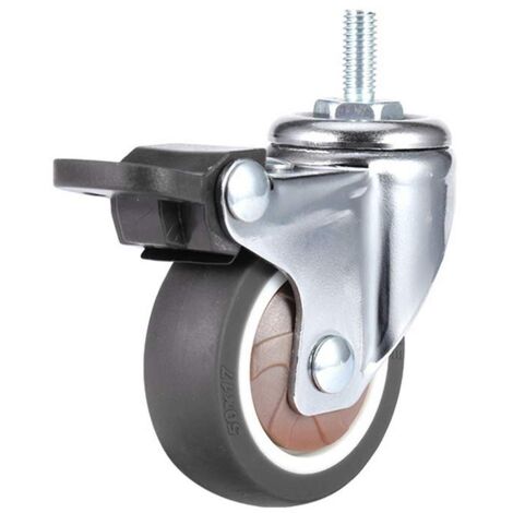 4 Ruote Per Mobili 25mm Con Gambo M6x20mm - Capacità 40kg, 2 Con Freni, Gomma TPR - Foto 4