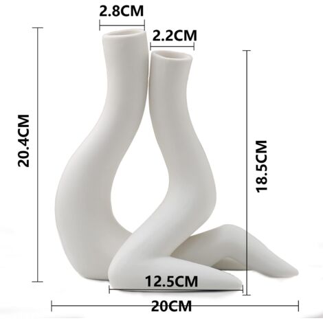 Vaso Decorativo Viso In Ceramica – Moderno, Altezza 32,5 Cm, Colore Bianco