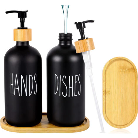 Set 2 Dispenser Per Sapone In Vetro Da 475 Ml – Con Imbuto In Silicone, Spazzola Pulizia E Adesivi, Erogatori Ricaricabili - 2