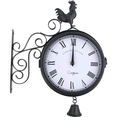Orologio Da Parete Vintage 30 Cm Per Esterni, Con Termometro, Impermeabile, Bronzo, Per Giardino E Patio