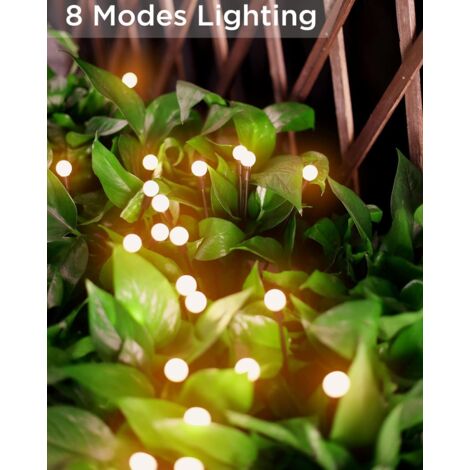 Crediri Luci solari per esterni, 4 in 1 luci solari da giardino, 32 luci solari da giardino a LED con telecomando, 8 modalità di illuminazione, IP65 impermeabile, timer automatico, batteria da 1200 mA