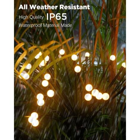 Crediri Luci solari per esterni, 4 in 1 luci solari da giardino, 32 luci solari da giardino a LED con telecomando, 8 modalità di illuminazione, IP65 impermeabile, timer automatico, batteria da 1200 mA