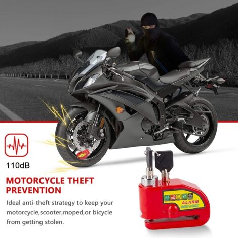 Blocco Disco Con Allarme Per Moto E Bici - Antifurto Robusto In Acciaio, Facile Da Usare, Resistente Alle Intemperie, Colori Vari