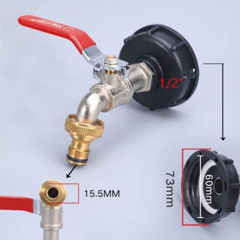TOP-VIGOR Adattatore Per Serbatoio IBC S60x6, Raccordo A T Per Tubo Da 25 Mm, Per Acqua E Irrigazione