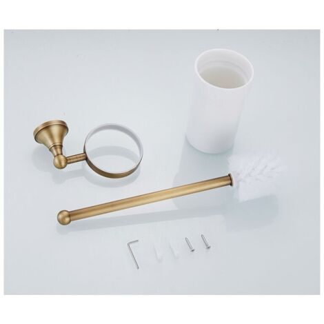 Set Scopino WC Con Porta Spazzola In Ottone E Base In Ceramica – Finitura Antico / Oro Rosa / Bronzo - 2