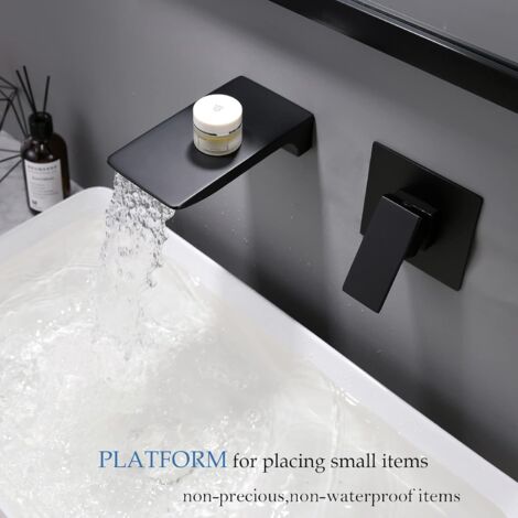 Rubinetto Cascata Nero Opaco Ottone per Lavabo Bagno Ari WATERFALL