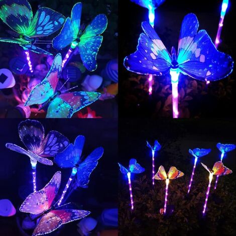 Luci Solari Da Giardino A Forma Di Lucciola - Confezione Da 4 - Petali Iridescenti, Luce Calda 2700K, Impermeabili - Perfette Per Patio E Aiuole