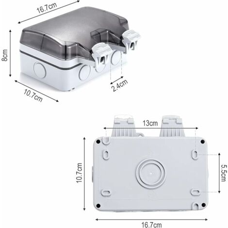 ENERLITES Prese per prese GFCI per esterni resistenti alle intemperie in uso extra resistente, 2 bande 15,5 cm H x 13,2 cm L x 6,3 cm P, IUC2V-D, copertura trasparente