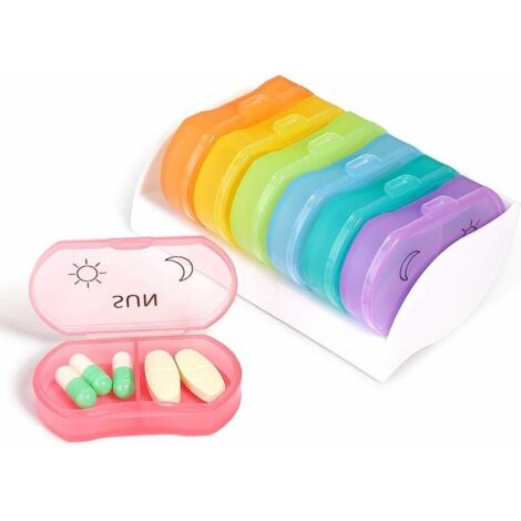 Portapillole Per Viaggi Portapillole Settimanale 14 Celle - Organizzatore Mattina E Sera, Antiumidità Dispenser Pillole Rimovibile - Foto 2