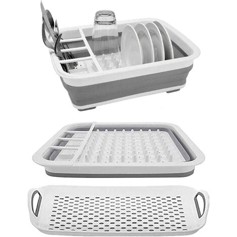 Scolapiatti Pieghevole In Silicone - 36x31 Cm Con Scomparti Per Posate, Pratico E Igienico - Foto 4