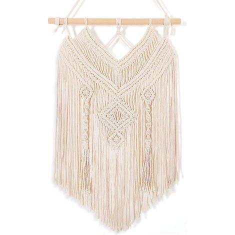 Acchiappasogni Macramè Con Piume - Diametro 20cm, Decorazione Bohémien Per Parete, Grigio - Foto 7