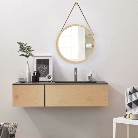 ANYHI Specchio Da Parete Rotondo Senza Cornice 45,7 Cm - Vetro Antideflagrante, Alta Definizione, Per Bagno, Soggiorno, Corridoio, Camera Da Letto