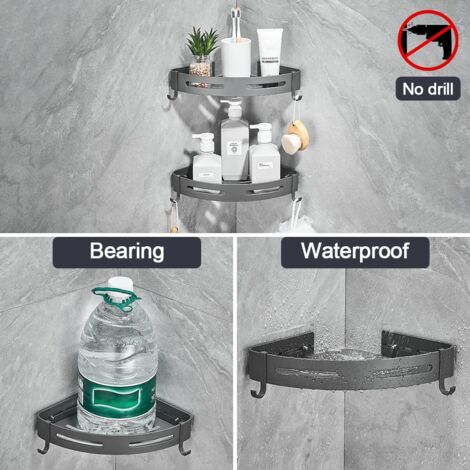 Organizer Doccia Adesivo 5 Pezzi In Acciaio Inox SUS304 - Mensole E Portasapone Senza Foratura, Grande Capacità, Set Con Ganci E Adesivi, Antiruggine