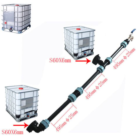Crediri IBC collo d'oca con raccordo S60x6 rubinetto da 3/4, kit di