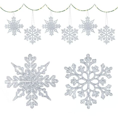 Vickerman 4 Plastica Glitter Fiocco di Neve Ornamenti Natalizi