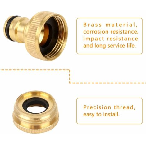 Adattatore Per Rubinetto Da Giardino In Ottone Massiccio - Filettato 23mm, Connettore Per Tubo Dell'Acqua, Con O-Ring Antiperdita, Colore Oro