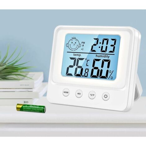 Termometro digitale igrometro con orologio, per interni, portatile