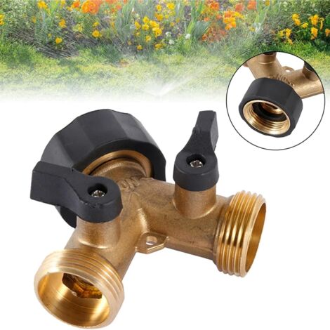 Connettore Splitter A Y Per Rubinetto Da Giardino 2 Vie Con Valvole On/Off Individuali - Kit Con Adattatori E Raccorderia Rapida