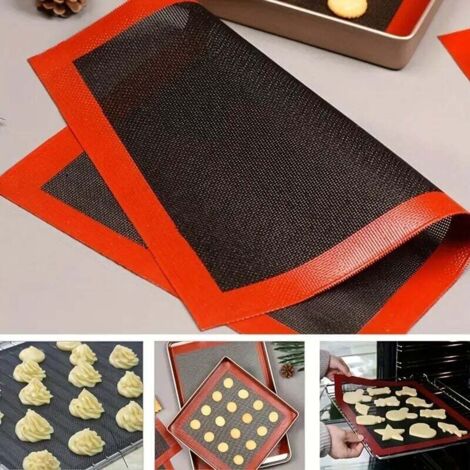 Tappetino da forno in silicone, 40 x 30 cm, con rivestimento antiaderente, riutilizzabile, antiscivolo, resistente al calore, con tagliapasta