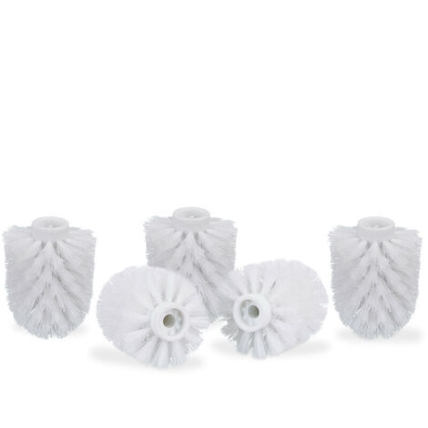 Relaxdays Set di 5 testine per scopino WC, filo sciolto 9,5 mm, testina di ricambio diametro 8 cm, bianco, 8 x 9,5 cm