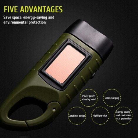Hand Pressing 3 LED Flashlight Torch Night Light Crank Power Dynamo Wind Up Lamp