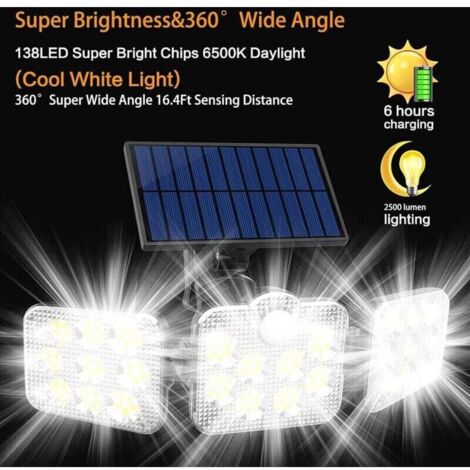 Luci Solari Da Esterno 180 LED Con Sensore Di Movimento, Luci Di Movimento Luci Di Sicurezza Da Parete Solari A 3 Modalita Per Giardino Recinto Confezione Da 4 92197634