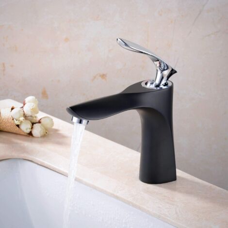 Bathroom Faucet Black Paint Basin Faucet Bathroom Sink Mixer（with hose）